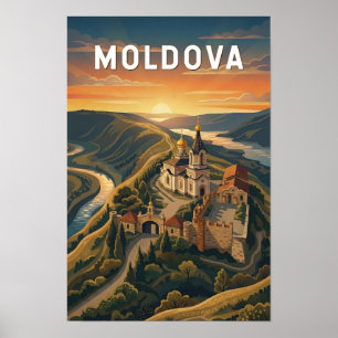 Poster Illustration de voyage vintage Moldavie