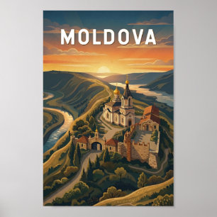 Poster Illustration de voyage vintage Moldavie