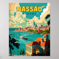 Illustration de voyage vintage Nassau Bahama