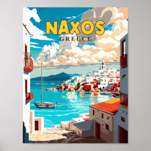 Poster Illustration de voyage vintage Naxos Greece