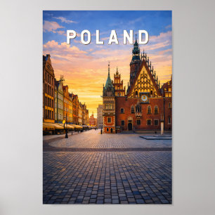 Poster Illustration de voyage vintage Pologne