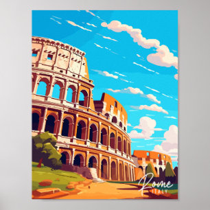 Poster Illustration de voyage vintage Rome Italie