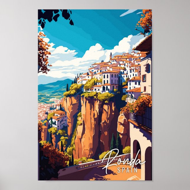 Poster Illustration de voyage vintage Ronda Spain (Devant)