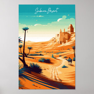 Poster Illustration de voyage vintage Sahara Desert Afric