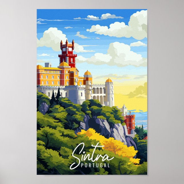 Poster Illustration de voyage vintage Sintra Portugal (Devant)