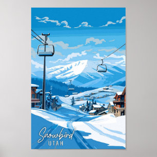Poster Illustration de voyage vintage Snowbird Utah USA