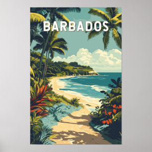Poster Illustration de voyage vintage sur la Barbade Art