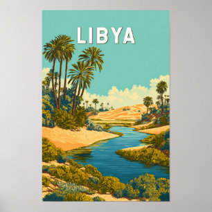 Poster Illustration de voyage vintage sur la Libye