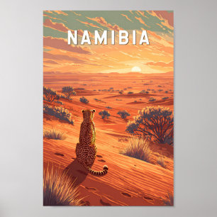 Poster Illustration de voyage vintage sur la Namibie