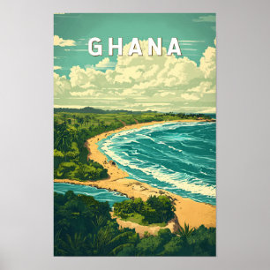 Poster Illustration de voyage vintage sur le Ghana