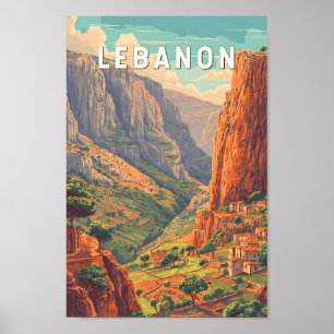Poster Illustration de voyage vintage sur le Liban