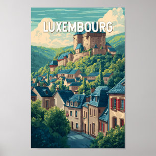 Poster Illustration de voyage vintage sur le Luxembourg