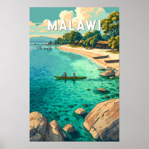 Poster Illustration de voyage vintage sur le Malawi
