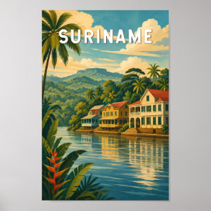 Poster Illustration de voyage vintage sur le Suriname