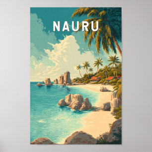 Poster Illustration de voyage vintage sur Nauru