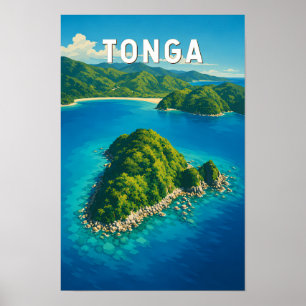Poster Illustration de voyage vintage sur Tonga