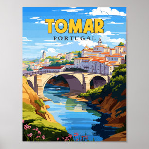Poster Illustration de voyage vintage Tomar Portugal