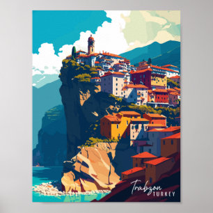 Poster Illustration de voyage vintage Trabzon Turquie