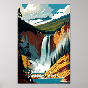 Poster Illustration de voyage vintage Yellowstone USA