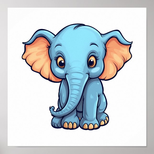 Poster Illustration d'éléphant de dessin animé (Devant)