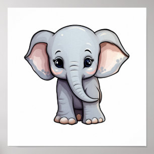 Poster Illustration d'éléphant de dessin animé