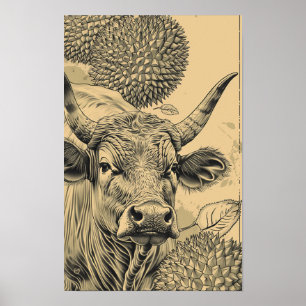 Poster Illustration d'emballage savoureux à base de duria