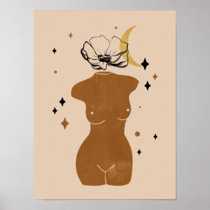 Poster Illustration des femmes Boho Abstraites, tons terr