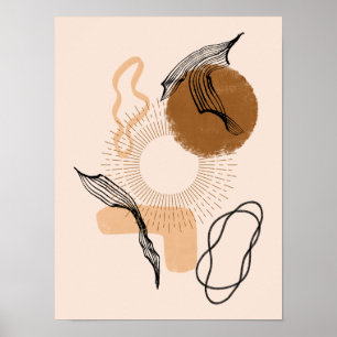 Poster Illustration des femmes Boho Abstraites, Tons Terr