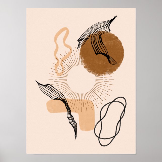 Poster Illustration des femmes Boho Abstraites, Tons Terr (Devant)