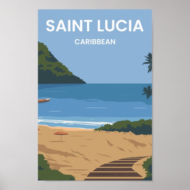 Poster Illustration des lieux de voyage de Sainte-Lucie d (Devant)