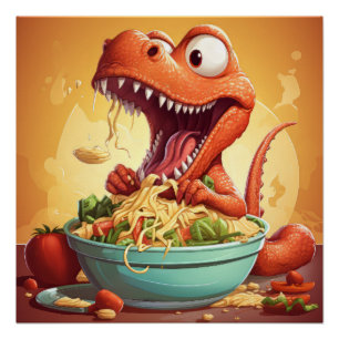 Poster Illustration des nouilles de dinosaure