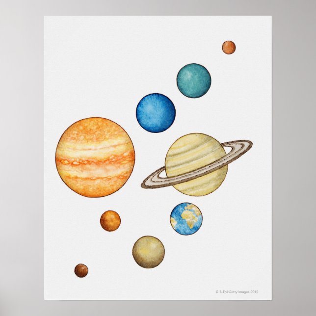Poster Illustration des planètes du système solaire (Devant)