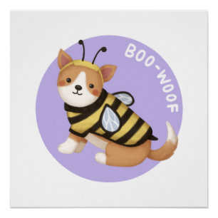 Poster Illustration d'Halloween : Boo-Woof (Corgi gallois