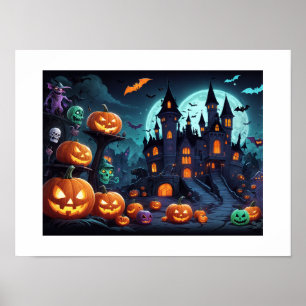 Poster Illustration d'Halloween frappant Papier peint de
