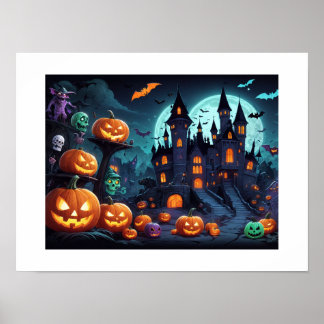 Poster Illustration d'Halloween frappant Papier peint de 