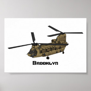 Poster illustration d'hélicoptère militaire Chinook