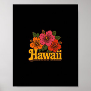 Poster Illustration d'hibiscus d'Hawaï Vacances hawaïenne