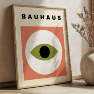 Poster Illustration d'œil Bauhaus milieu du siècle modern