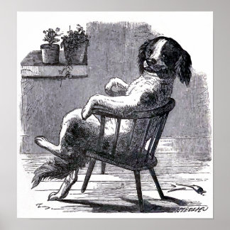 Poster Illustration "Dog Sitting in a Chair"