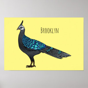Poster Illustration d'oiseau de faisan paon de Palawan