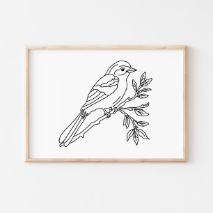 Poster Illustration d'oiseau dessinée à la main