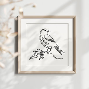 Poster Illustration d'oiseau fantaisiste dessinée à la ma