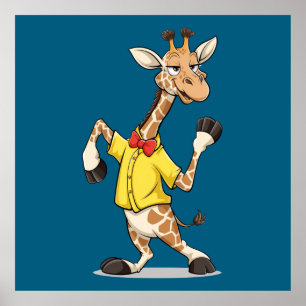 Poster Illustration drôle de la girafe