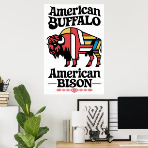 Poster Illustration du bison américain