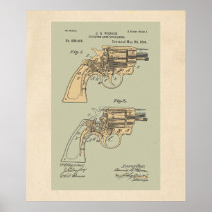 Poster Illustration du brevet vintage Revolver