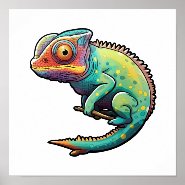 Poster Illustration du caméléon de dessin (Devant)