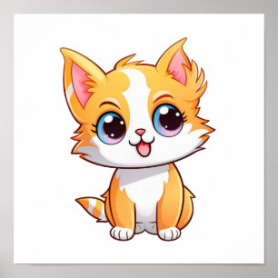 Poster Illustration du chat de dessin