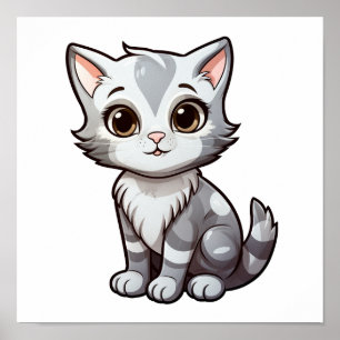 Poster Illustration du chat de dessin