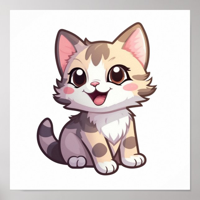 Poster Illustration du chat de dessin (Devant)