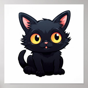 Poster Illustration du chat de dessin